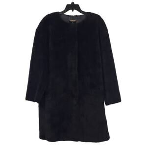 T Tahari Faux Fur Coat Dark Kohl Mid Length Women's Size Medium NWT